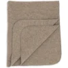 Wollfleece Decke walnuss mit Muschelkante