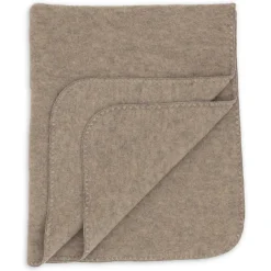 Wollfleece Decke walnuss mit Muschelkante
