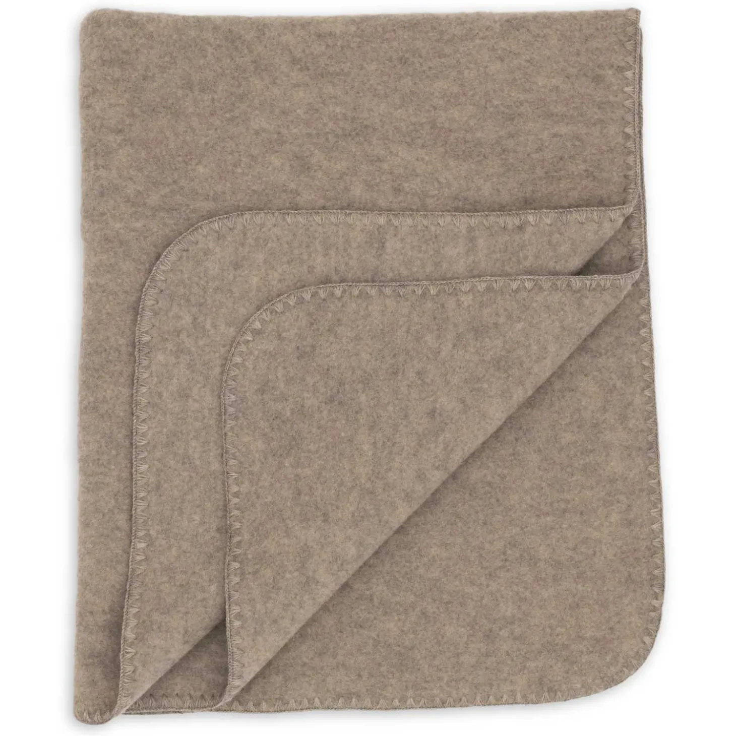 Wollfleece Decke walnuss mit Muschelkante
