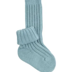 Wollstricksocken Baby jeansblau 80/86