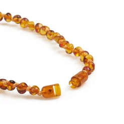 Baby Bernsteinkette rund cognac
