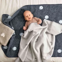 Babydecke 75x100cm "Smilie" blau