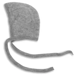 Baby Häubchen Fleece Merinowolle grau 50/56