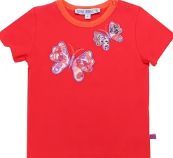 Baby T-Shirt rot Schmetterling-Strickerei 74