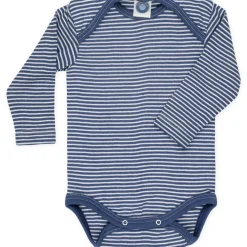Body langarm Wolle Seide blau natur 50/56