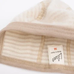 Erstlingsmütze Wollfrottee Ringel sand 50
