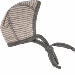 Erstlingsmütze Wollfrottee Ringel grau 56