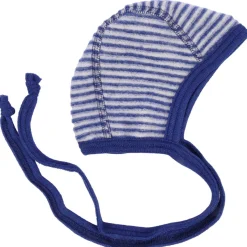 Erstlingsmütze Wollfrottee Ringel marine 50