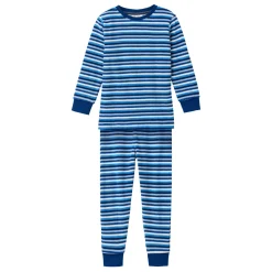 Frottee-Schlafanzug blau geringelt 104