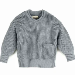 Grobstrick-Pullover rauchblau 86/92