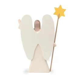 Holzfigur Engel mit Stern