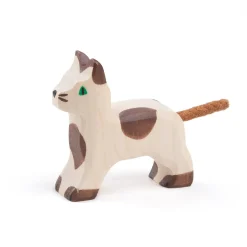Holztier Katze klein braun-weiß