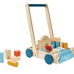 Lauflernwagen Holz blau mit Gesicht