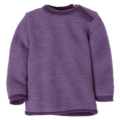 Melange-Pullover Merinowolle Aubergine 74/80