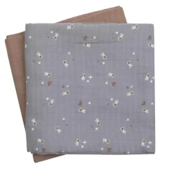 Mulltücher 2er-Pack „Flora“ jasmin blue-walnuss
