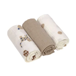 Mulltücher 3er Set 60x60 cm "Haustiere" beige