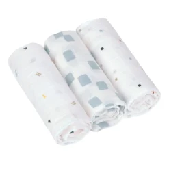 Mulltücher 3er Set 60x60 cm weiß-hellblau