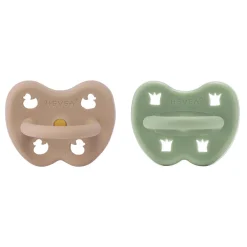 Schnuller 2er-Pack rund "tan beige & moos green" 3-36 Monate