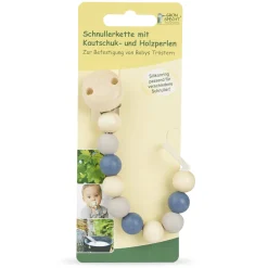 Schnullerkette blau | Kautschuk/Holzperlen