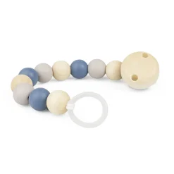 Schnullerkette blau | Kautschuk/Holzperlen