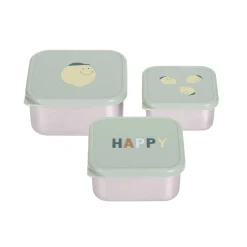 Snackbox 3er Set Edelstahl "Zitrone" grün