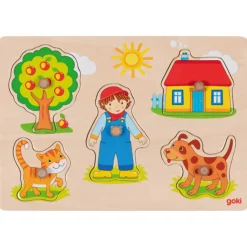 Steckpuzzle Holz - Katze und Hund 5 Teile