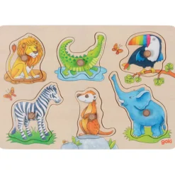 Steckpuzzle Holz - Wilde Tiere 6 Teile
