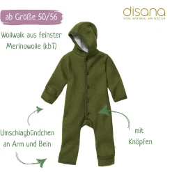 Wollwalk-Overall oliv 98/104
