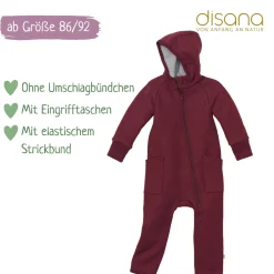 Wollwalk-Zippoverall cassis 62/68