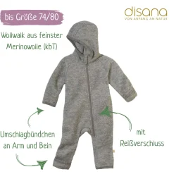Wollwalk-Zippoverall grau 62/68