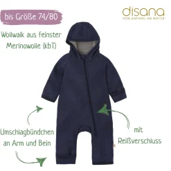 Wollwalk-Zippoverall indigo 62/68