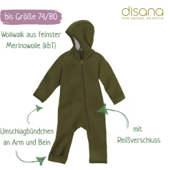 Wollwalk-Zippoverall oliv 110/116
