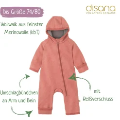 Wollwalk-Zippoverall softpink 86/92