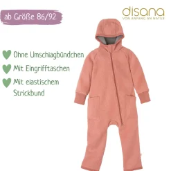 Wollwalk-Zippoverall softpink 86/92